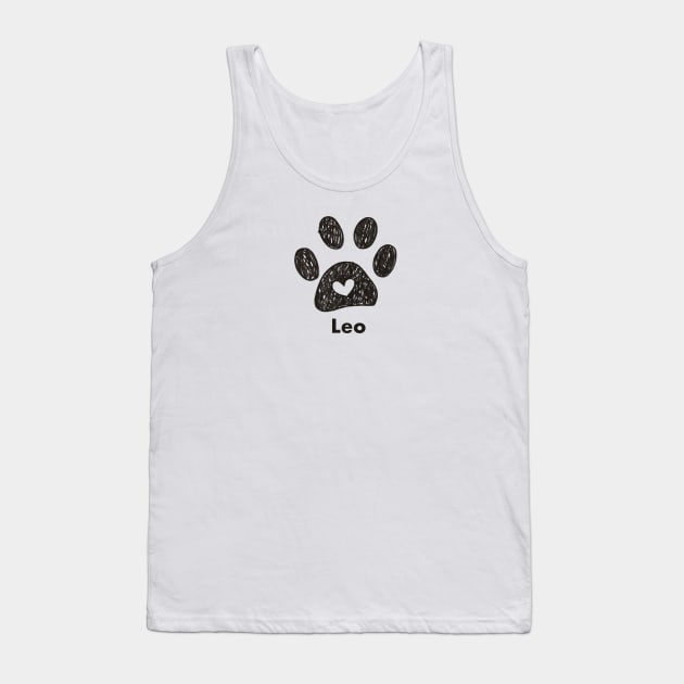 Leo name made of hand drawn paw prints Tank Top by GULSENGUNEL